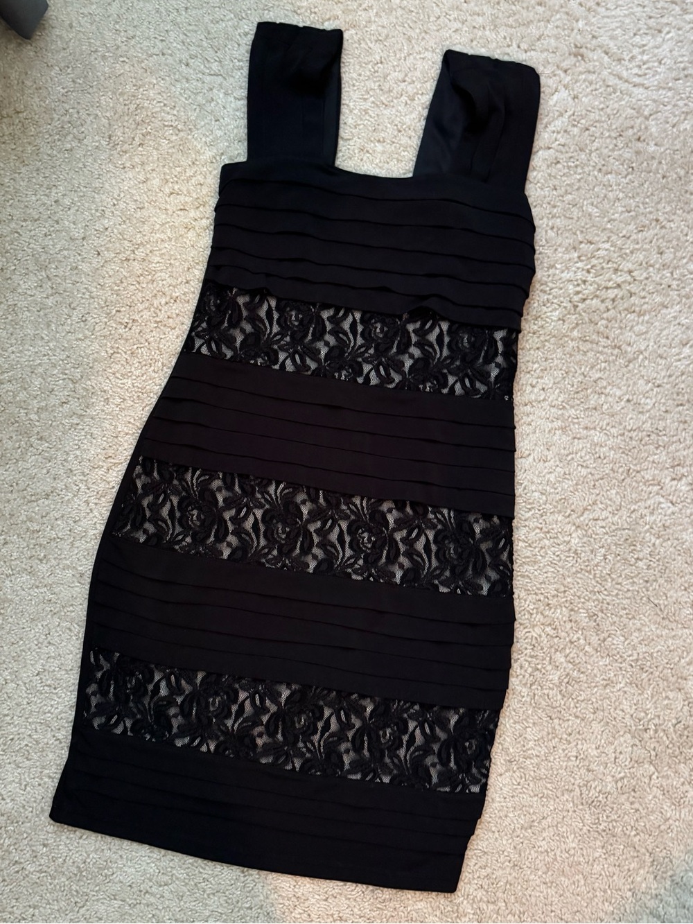 Saint Tropez West Black Lace-Panel Mini Dress